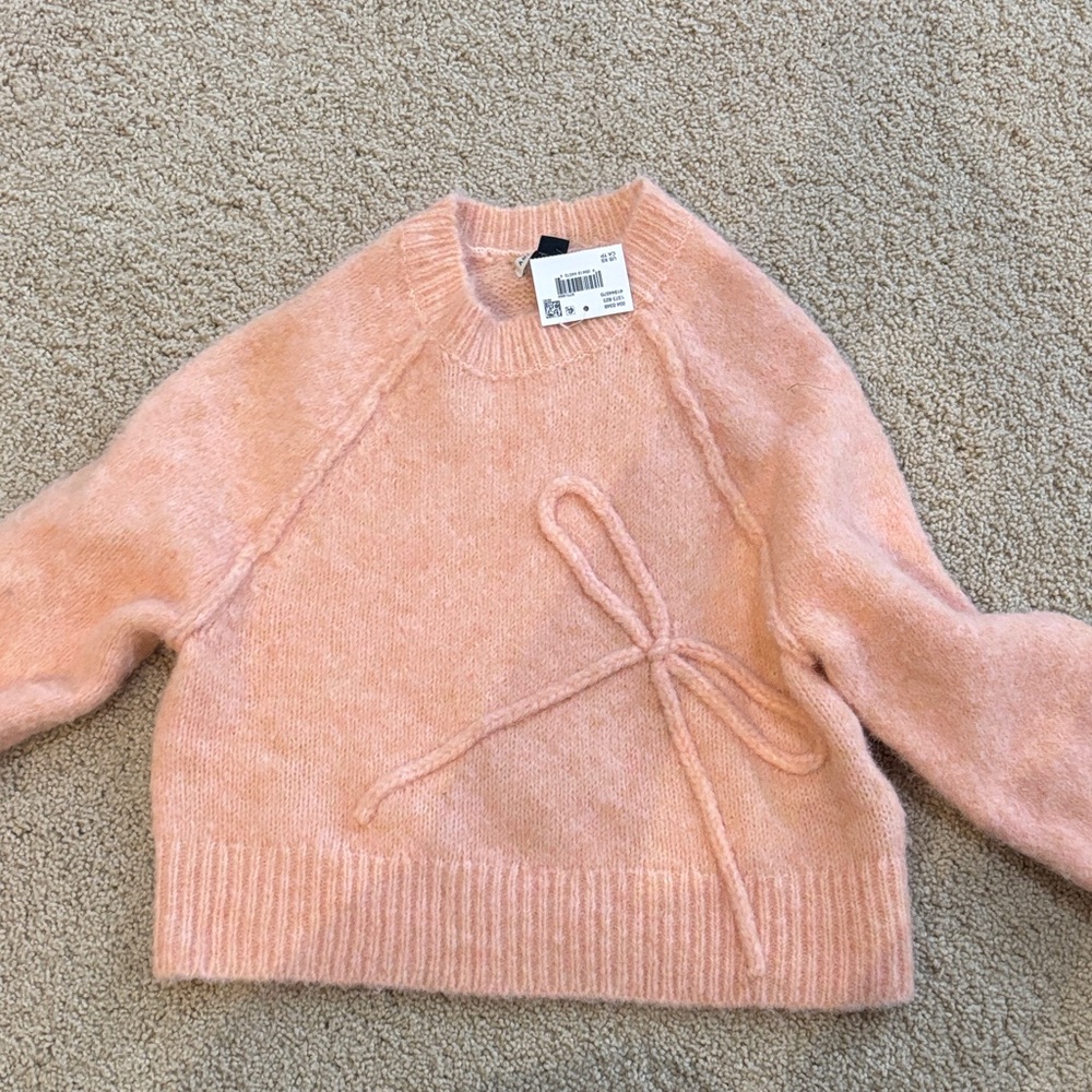 American Eagle Outfitters Peach Sweater with Bow Accent